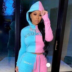 NWT GSUWOO Women's Double Dose Hoodie - Pink and Blue